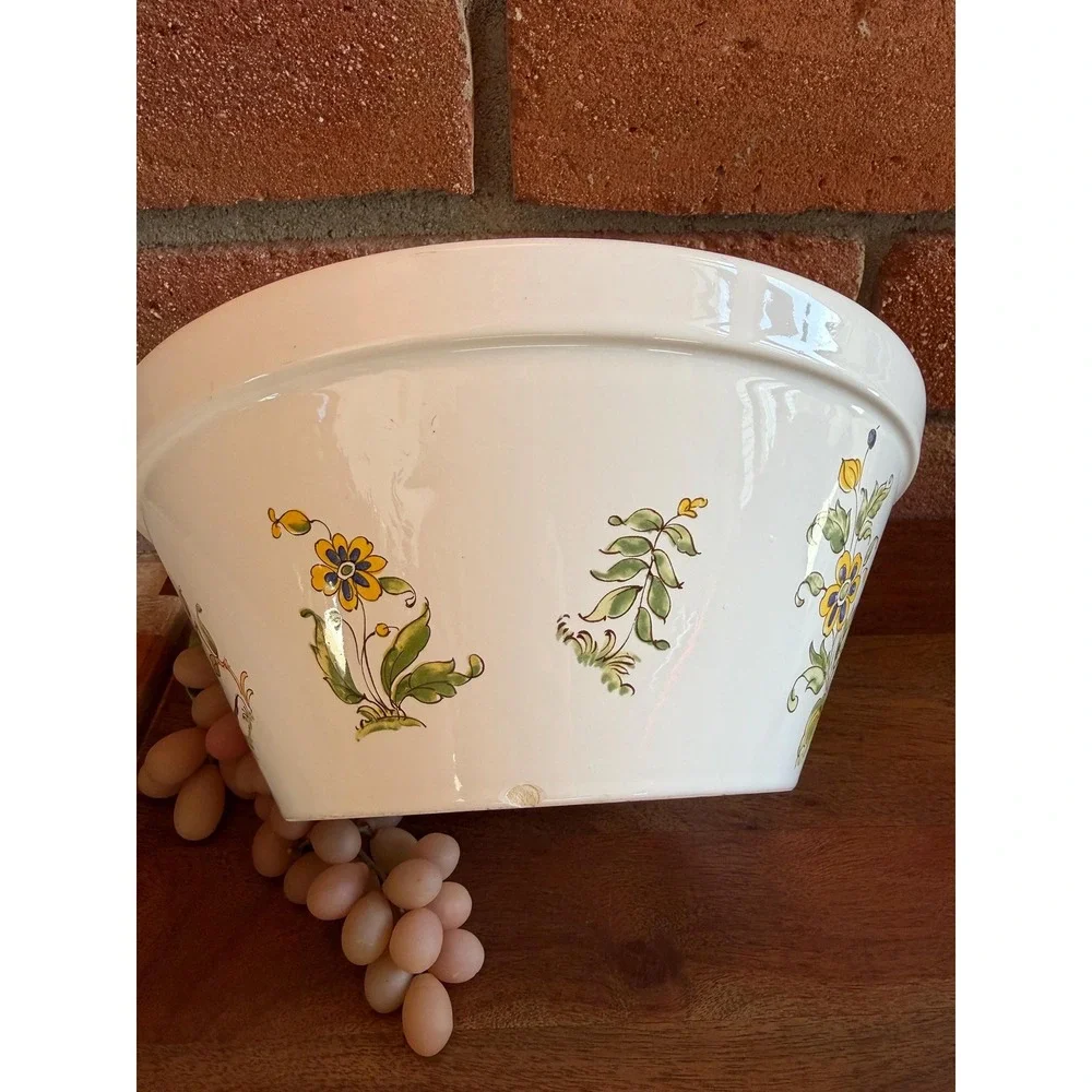 Vieux Provence Green Trim Large Salad Serving Bowl